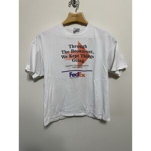 Vintage FedEx Promo Shirt Brown Out Shipping Rare Postal Large Hanes Parody